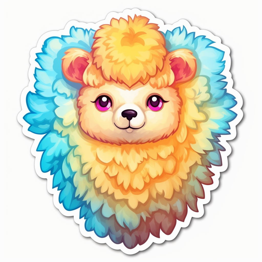 Fluffy alpaca with a soft coat and big eyes Vinyl Decal Sticker for Car, Laptop, Tumbler and more # 0011053