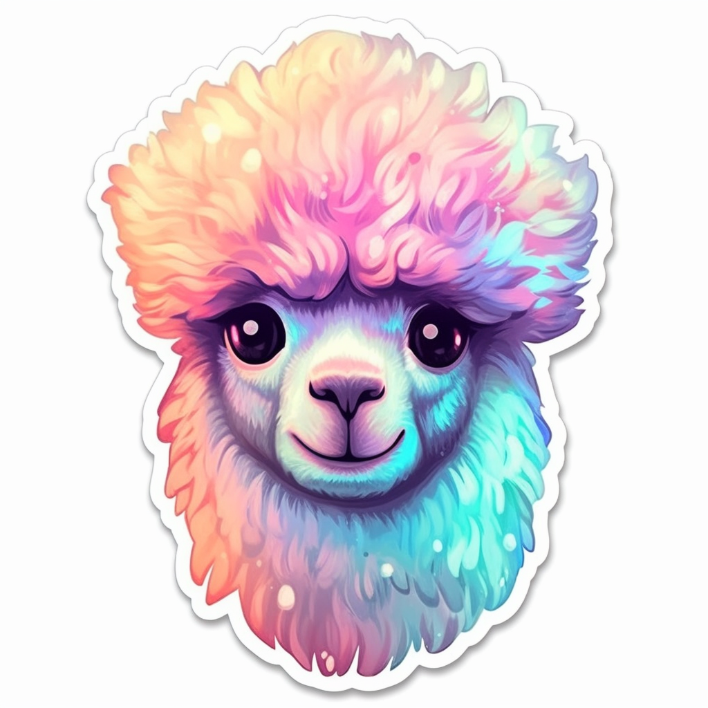 Fluffy alpaca with a soft coat and big eyes Vinyl Decal Sticker for Car, Laptop, Tumbler and more # 0011051