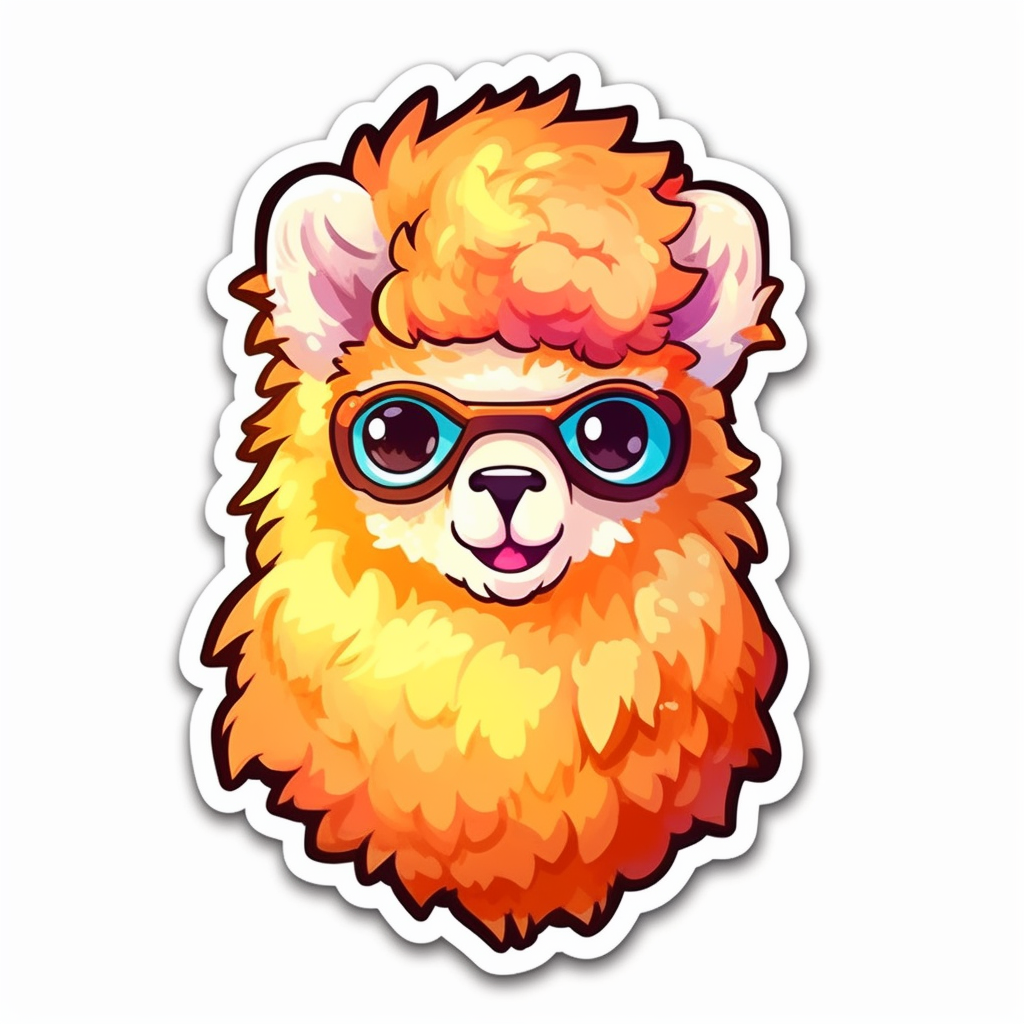 Fluffy alpaca with a soft coat and big eyes Vinyl Decal Sticker for Car, Laptop, Tumbler and more # 0011061
