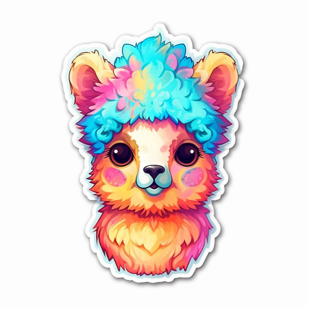 Fluffy alpaca with a soft coat and big eyes Vinyl Decal Sticker for Car, Laptop, Tumbler and more # 0011060