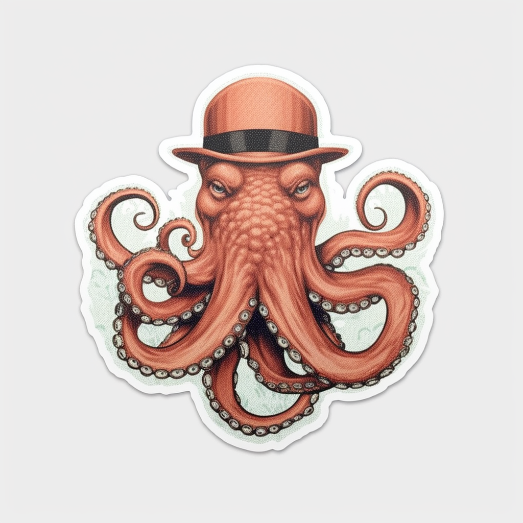 Friendly Octopus with wavy tentacles Vinyl Decal Sticker for Car, Laptop, Tumbler and more # 0011191