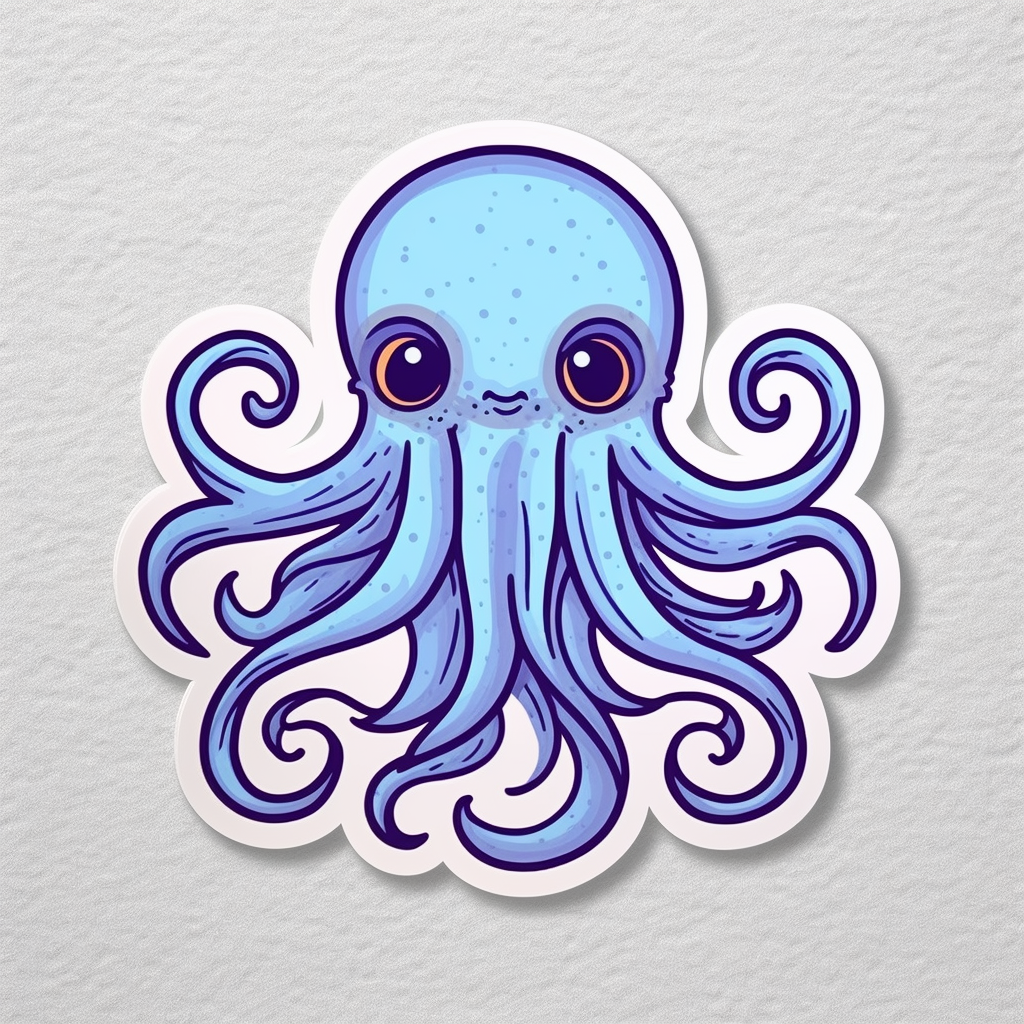 Friendly Octopus with wavy tentacles Vinyl Decal Sticker for Car, Laptop, Tumbler and more # 0011218