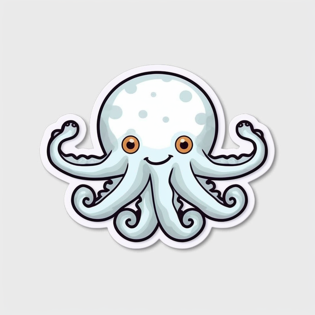 Friendly Octopus with wavy tentacles Vinyl Decal Sticker for Car, Laptop, Tumbler and more # 0011193