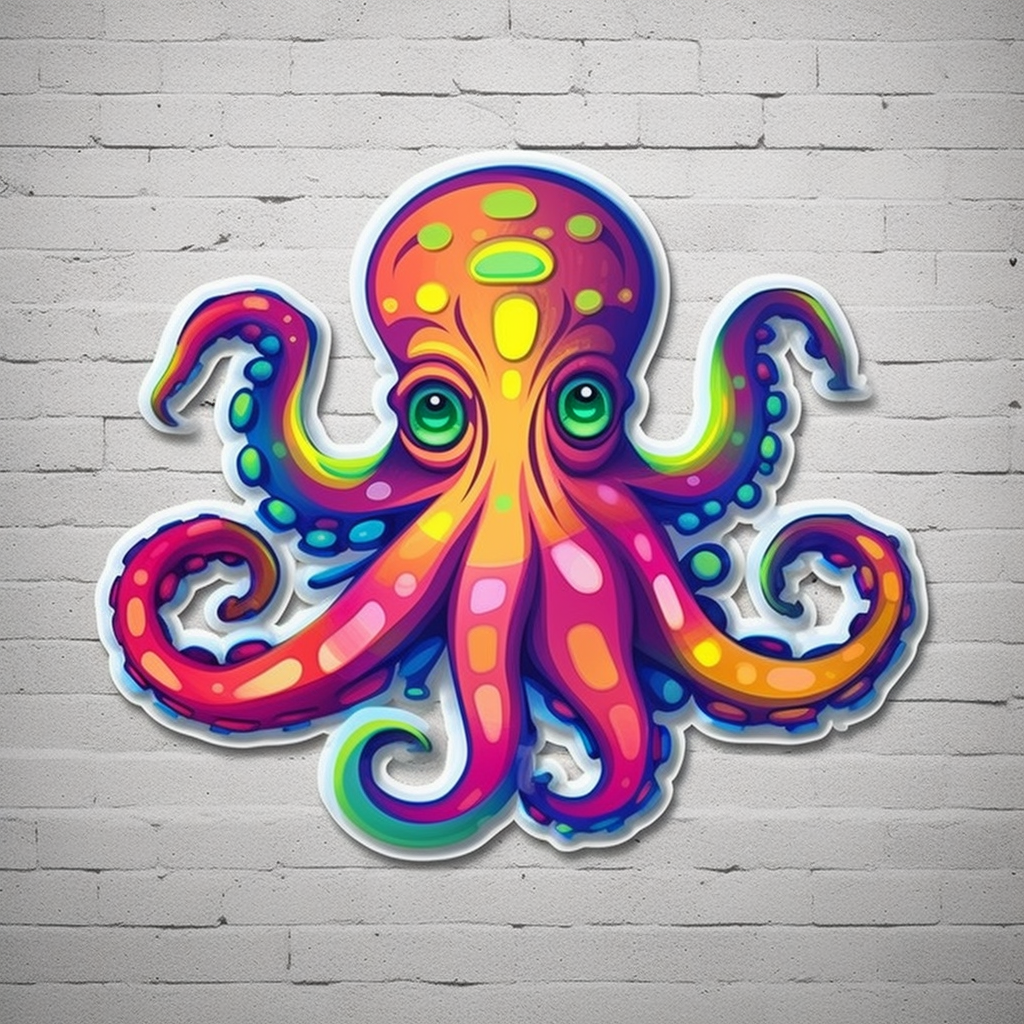 Friendly Octopus with wavy tentacles Vinyl Decal Sticker for Car, Laptop, Tumbler and more # 0011265