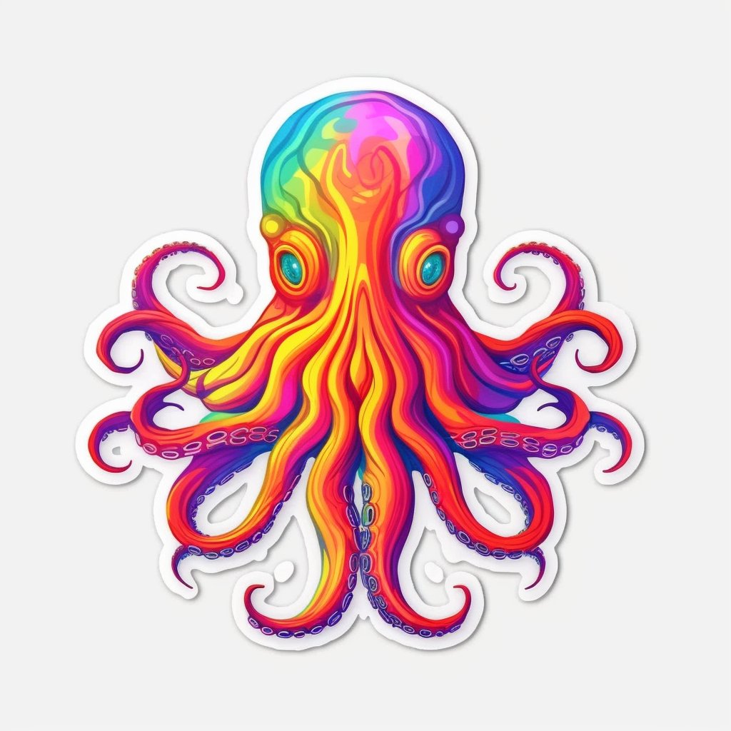 Friendly Octopus with wavy tentacles Vinyl Decal Sticker for Car, Laptop, Tumbler and more # 0011215