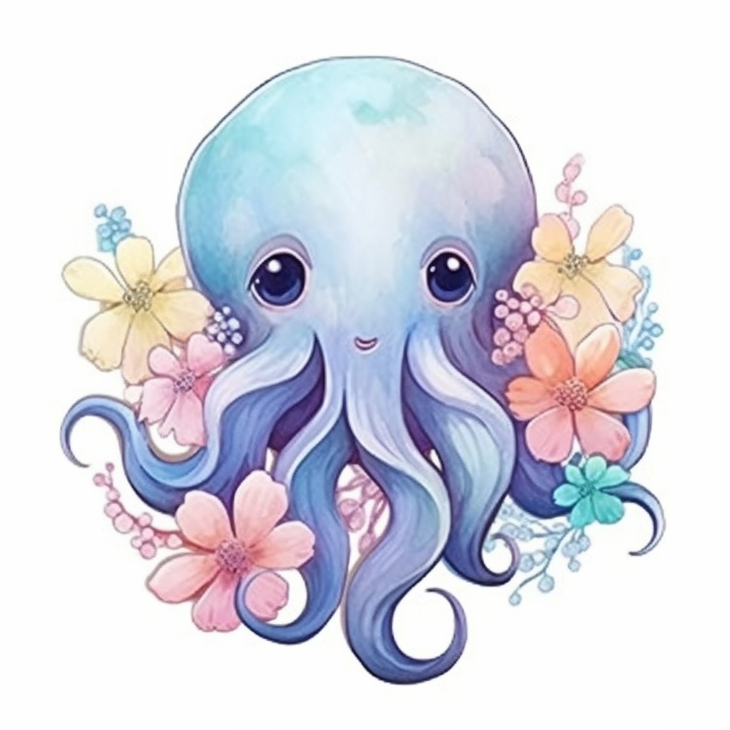 Friendly Octopus with wavy tentacles Vinyl Decal Sticker for Car, Laptop, Tumbler and more # 0011204