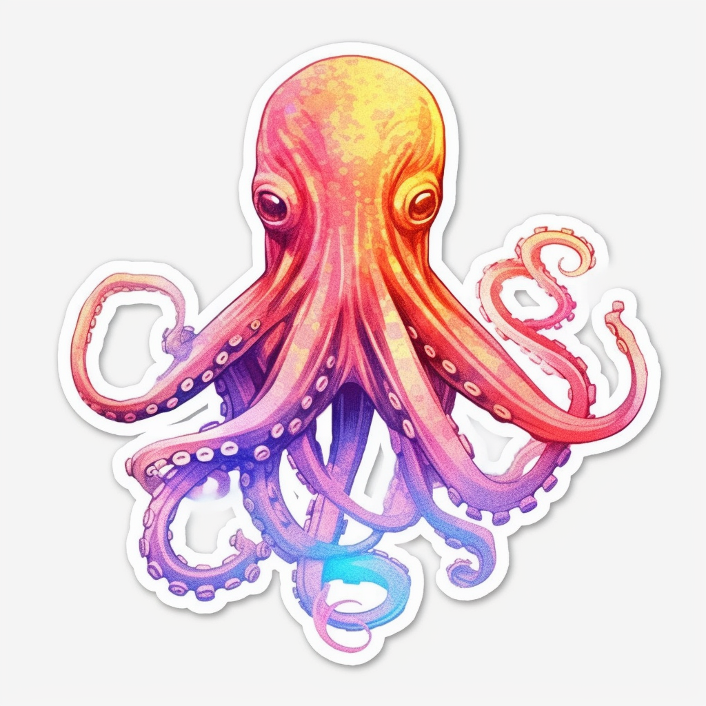 Friendly Octopus with wavy tentacles Vinyl Decal Sticker for Car, Laptop, Tumbler and more # 0011222
