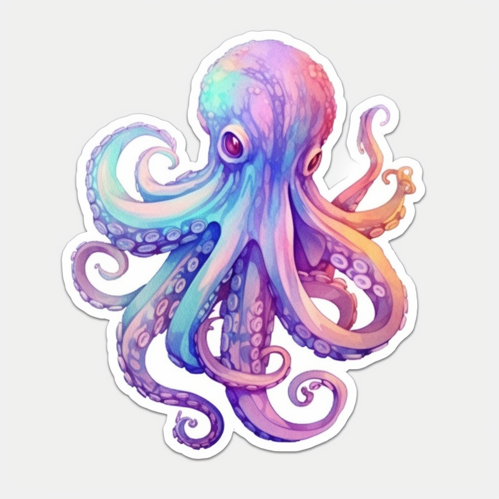 Friendly Octopus with wavy tentacles Vinyl Decal Sticker for Car, Laptop, Tumbler and more # 0011195