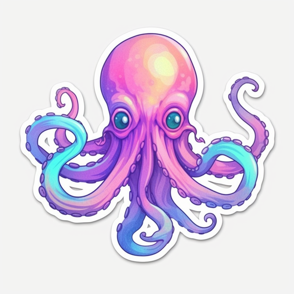 Friendly Octopus with wavy tentacles Vinyl Decal Sticker for Car, Laptop, Tumbler and more # 0011210