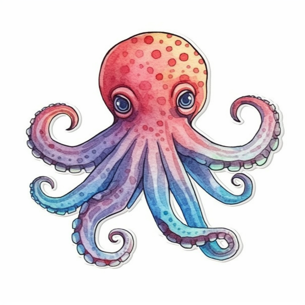 Friendly Octopus with wavy tentacles Vinyl Decal Sticker for Car, Laptop, Tumbler and more # 0011226