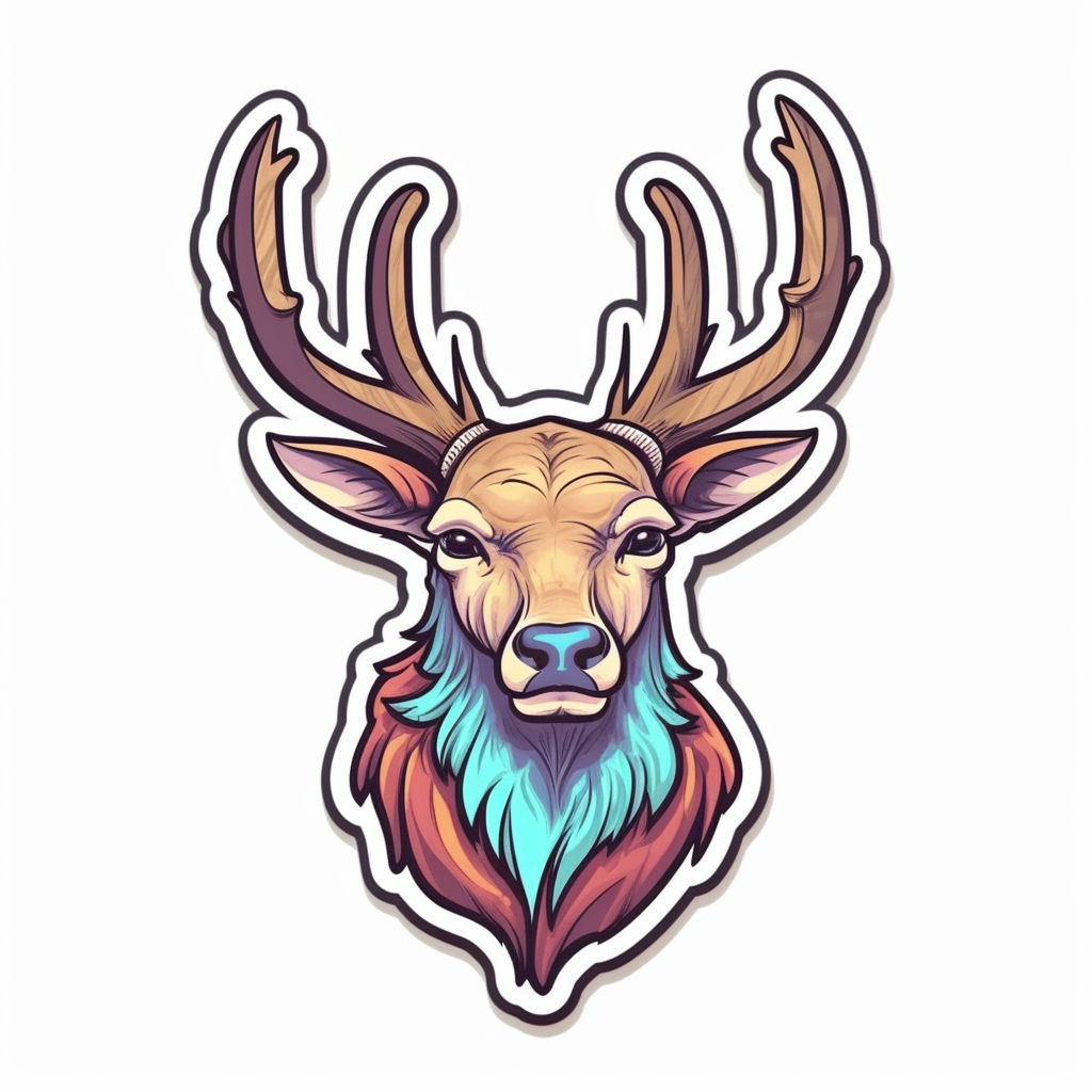 Graceful Deer with big antlers Vinyl Decal Sticker for Car, Laptop, Tumbler and more # 0011254