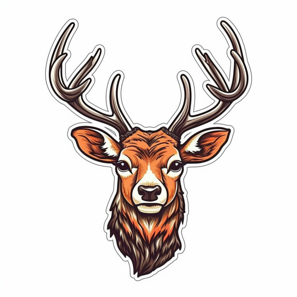 Graceful Deer with big antlers Vinyl Decal Sticker for Car, Laptop, Tumbler and more # 0011211