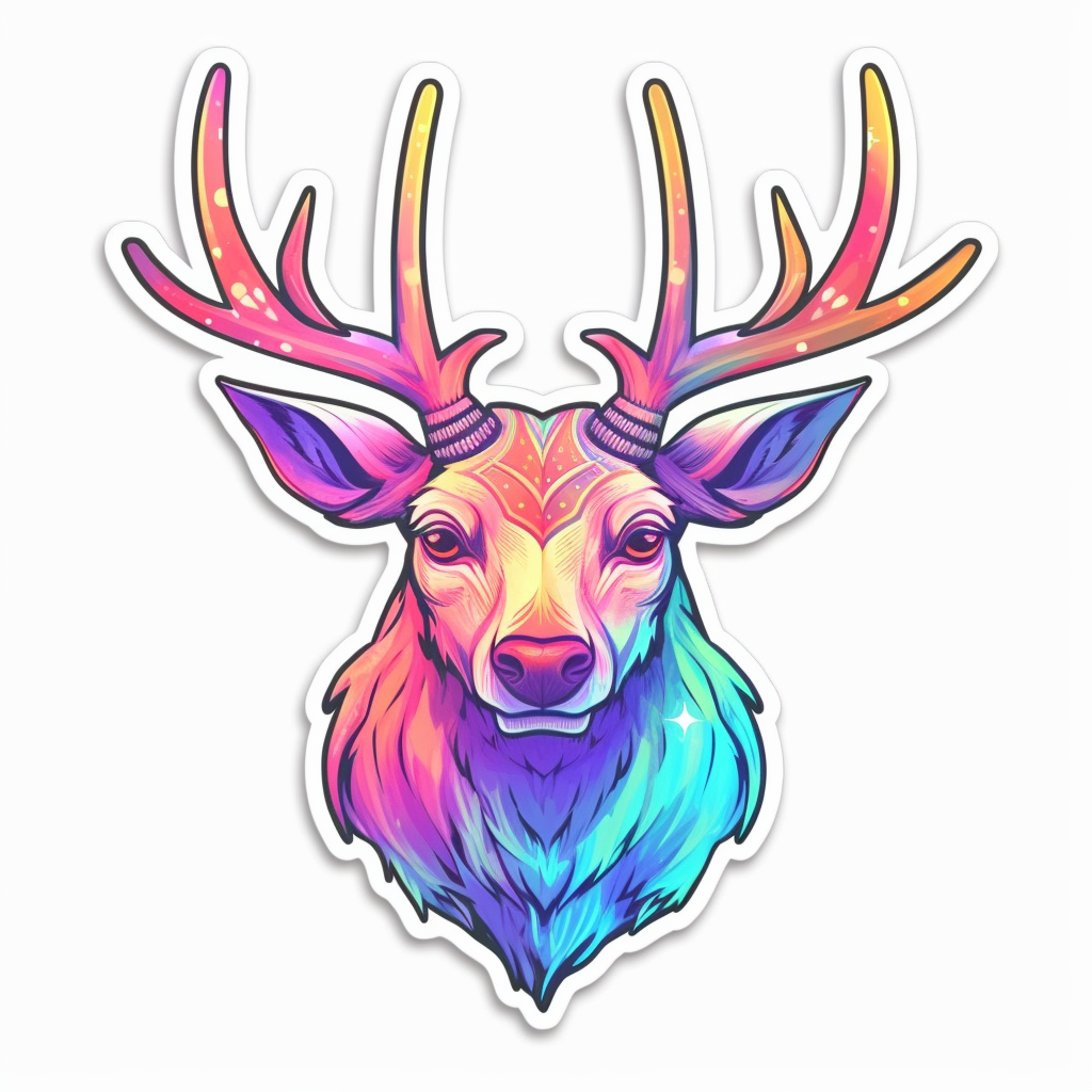 Graceful Deer with big antlers Vinyl Decal Sticker for Car, Laptop, Tumbler and more # 0011253