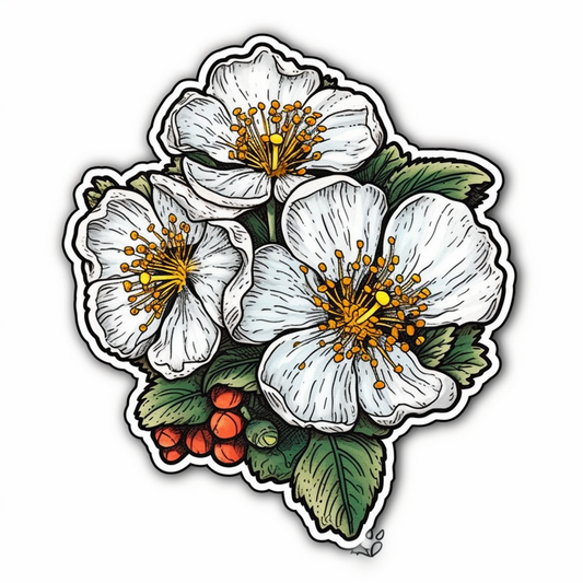 Hawthorn FLower Vinyl Decal Sticker for Car, Laptop, Tumbler and more # 006271