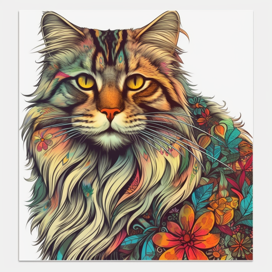 Maine Coon Cat Vinyl Decal Sticker for Car, Laptop, Tumbler and more # 004262