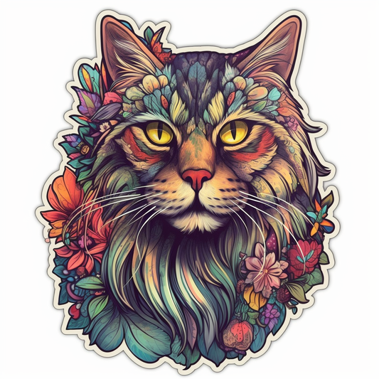 Maine Coon Cat Vinyl Decal Sticker for Car, Laptop, Tumbler and more # 004256