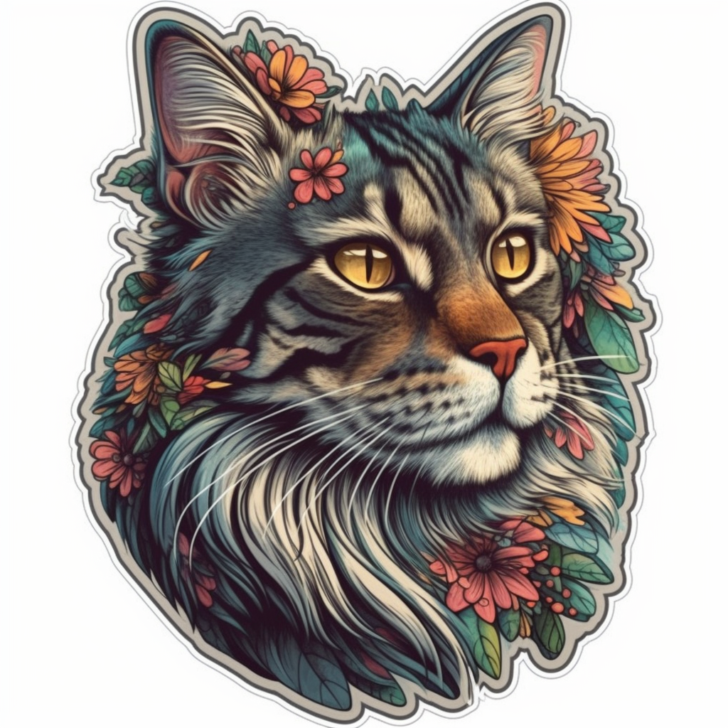 Maine Coon Cat Vinyl Decal Sticker for Car, Laptop, Tumbler and more # 004259