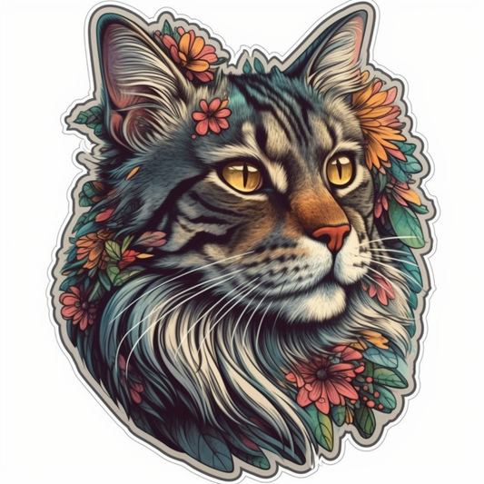 Maine Coon Cat Vinyl Decal Sticker for Car, Laptop, Tumbler and more # 004259
