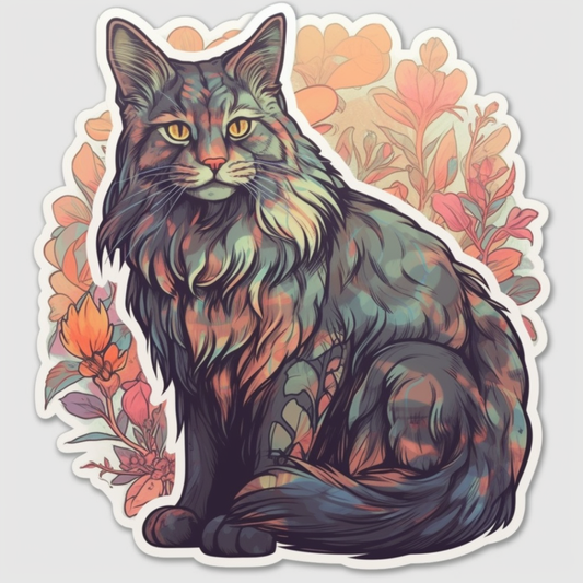 Maine Coon Cat Vinyl Decal Sticker for Car, Laptop, Tumbler and more # 004260