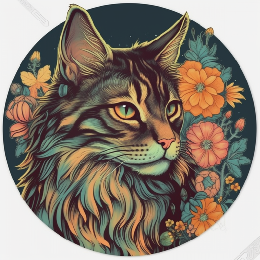 Maine Coon Cat Vinyl Decal Sticker for Car, Laptop, Tumbler and more # 004257