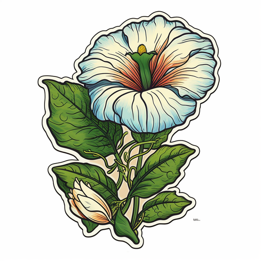 Morning Glory Flower Vinyl Decal Sticker for Car, Laptop, Tumbler and more # 006348