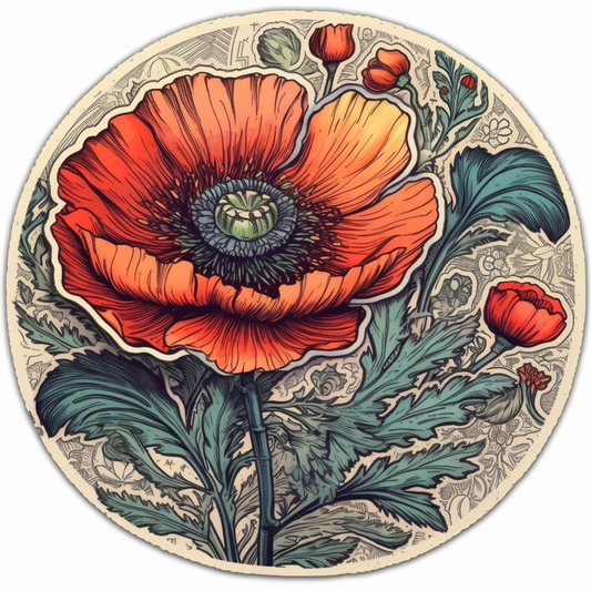 Poppy Flower Vinyl Decal Sticker for Car, Laptop, Tumbler and more # 006215