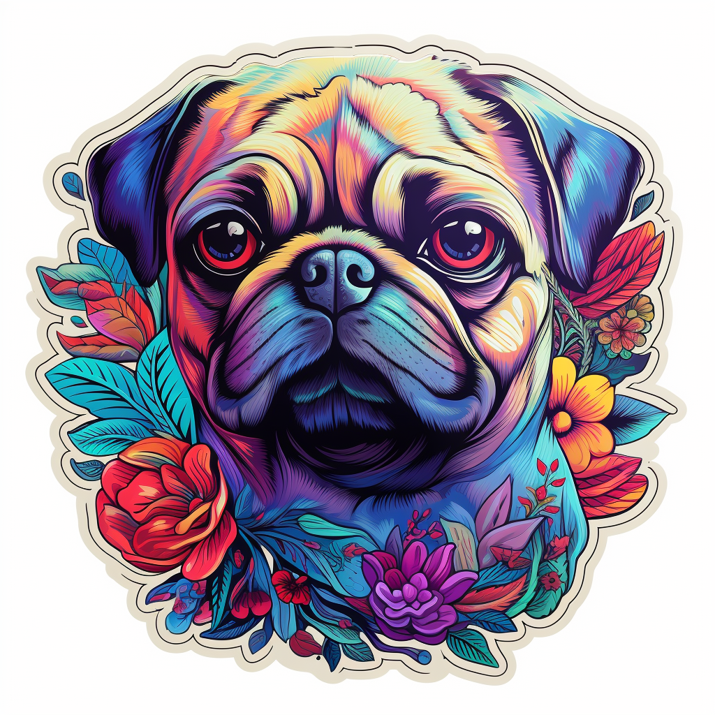 Pug Dog Vinyl Decal Sticker for Car, Laptop, Tumbler and more # 0011369