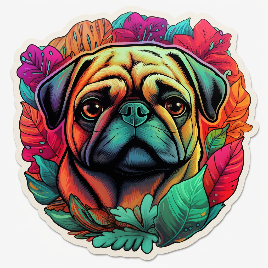 Pug Dog Vinyl Decal Sticker for Car, Laptop, Tumbler and more # 0011372