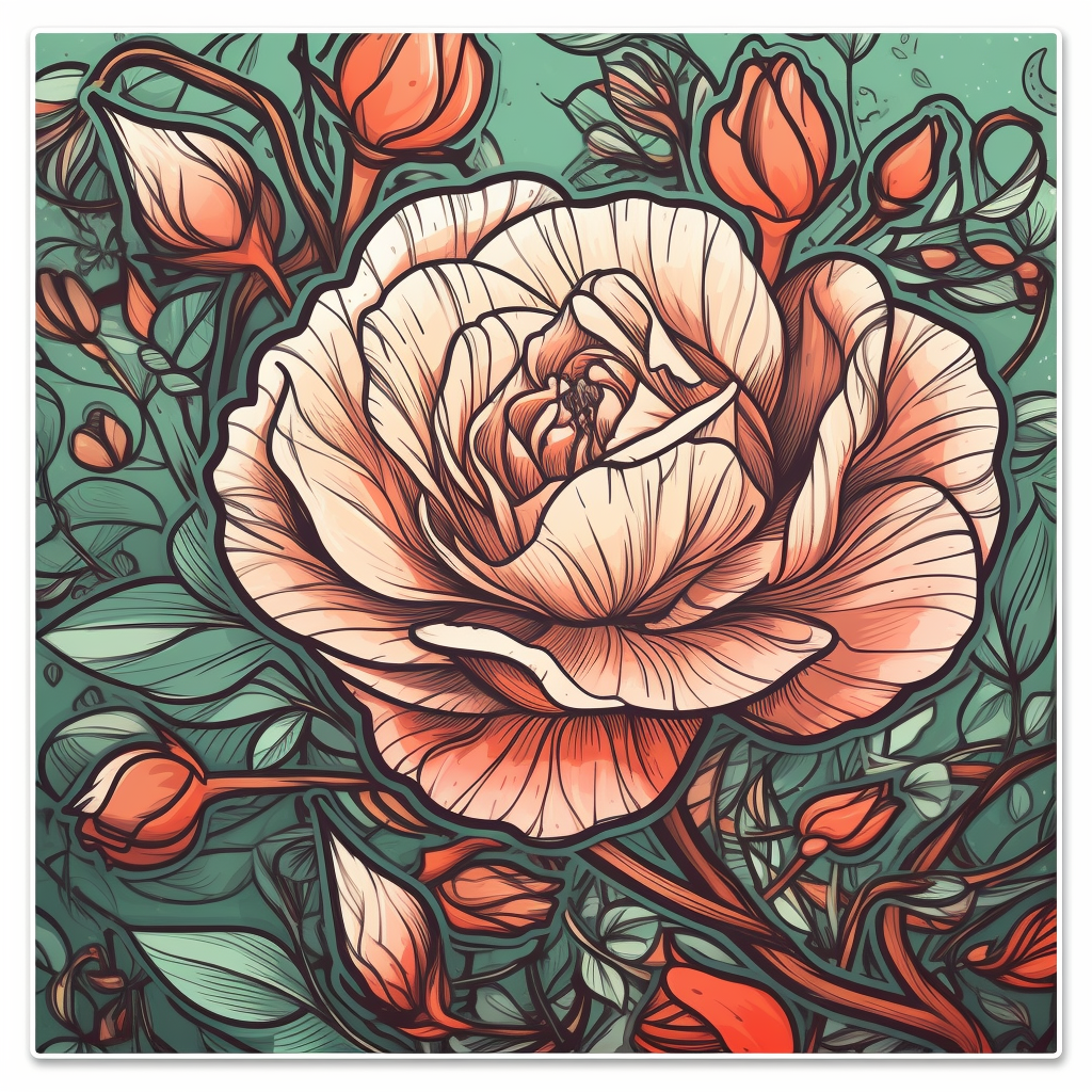 Rose Flower Vinyl Decal Sticker for Car, Laptop, Tumbler and more # 006105