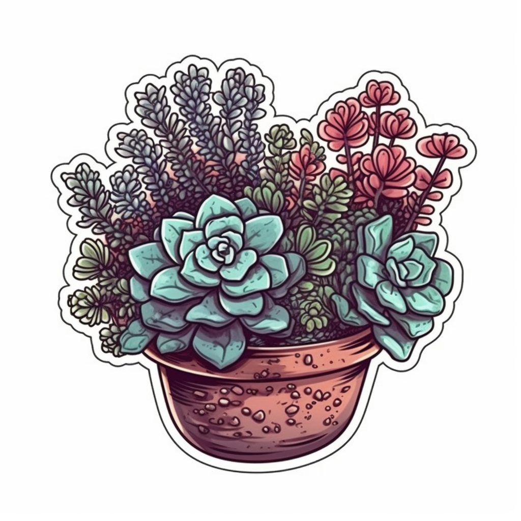 Sedum Succulent Vinyl Decal Sticker for Car, Laptop, Tumbler and more # 006721