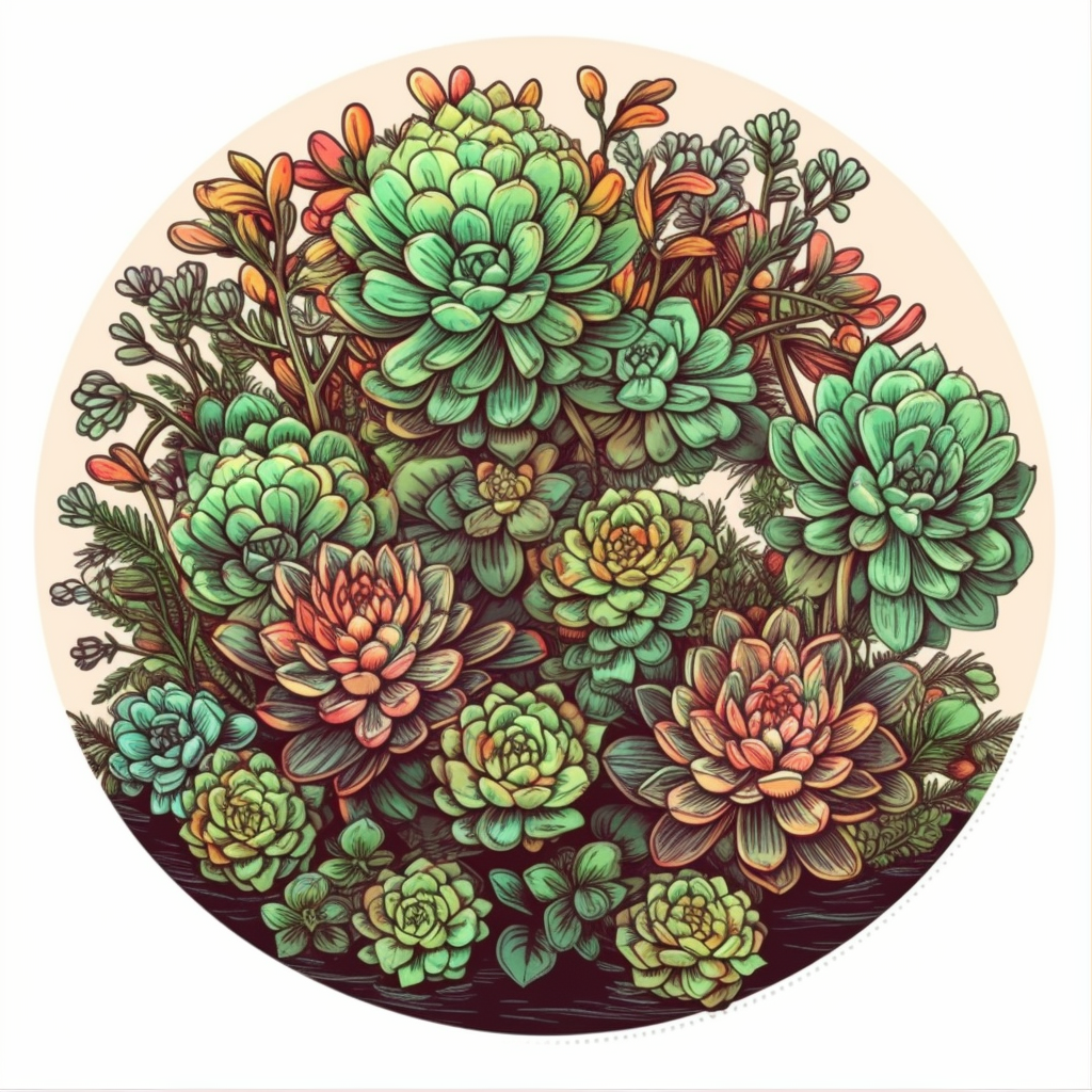 Sedum Succulent Vinyl Decal Sticker for Car, Laptop, Tumbler and more # 006730