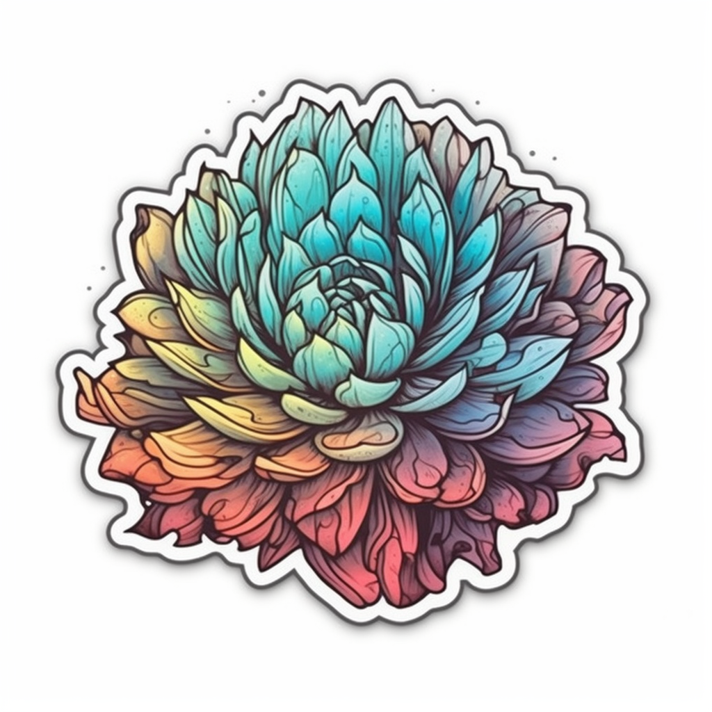 Sempervivum Succulent Vinyl Decal Sticker for Car, Laptop, Tumbler and more # 006600