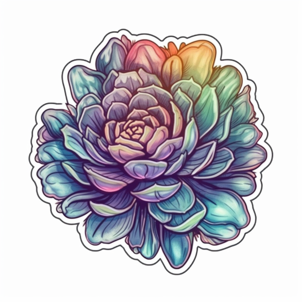 Sempervivum Succulent Vinyl Decal Sticker for Car, Laptop, Tumbler and more # 006655