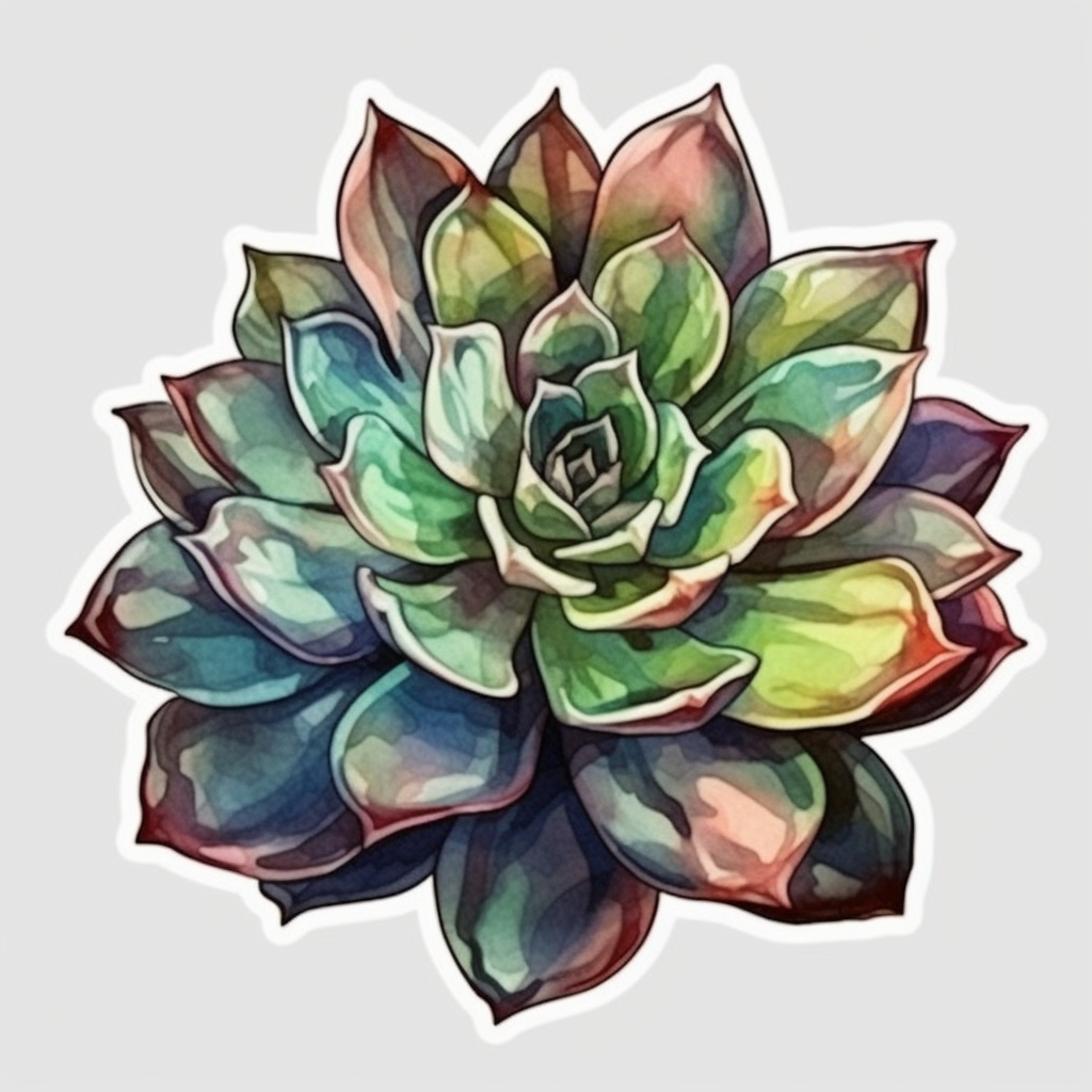 Sempervivum Succulent Vinyl Decal Sticker for Car, Laptop, Tumbler and more # 006611