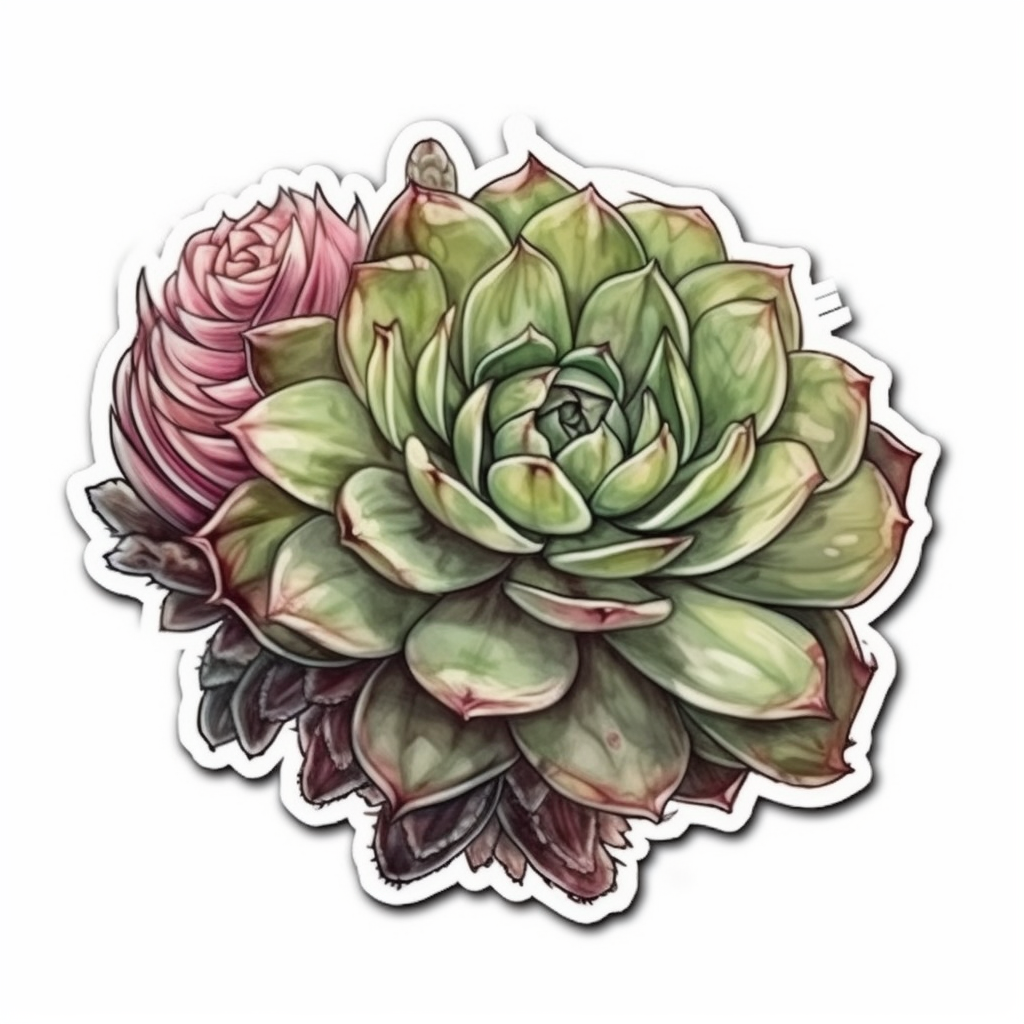 Sempervivum Succulent Vinyl Decal Sticker for Car, Laptop, Tumbler and more # 006622