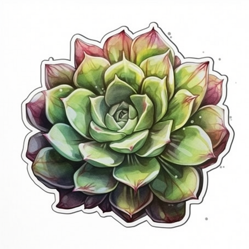 Sempervivum Succulent Vinyl Decal Sticker for Car, Laptop, Tumbler and more # 006599