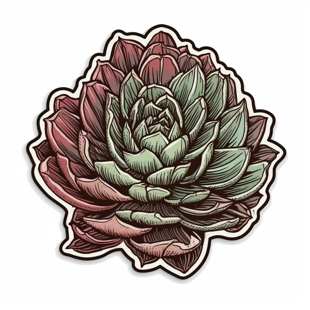 Sempervivum Succulent Vinyl Decal Sticker for Car, Laptop, Tumbler and more # 006659