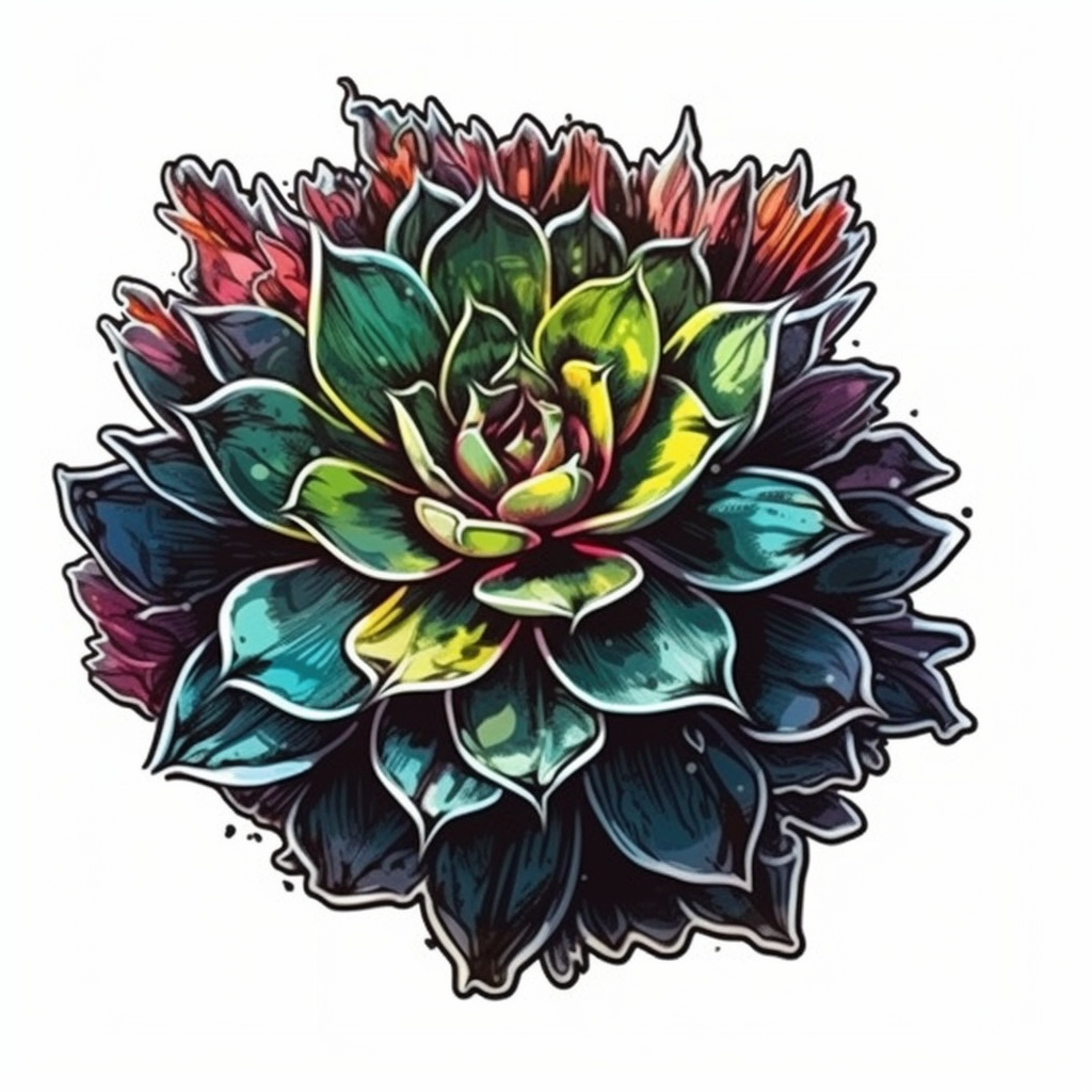 Sempervivum Succulent Vinyl Decal Sticker for Car, Laptop, Tumbler and more # 006666