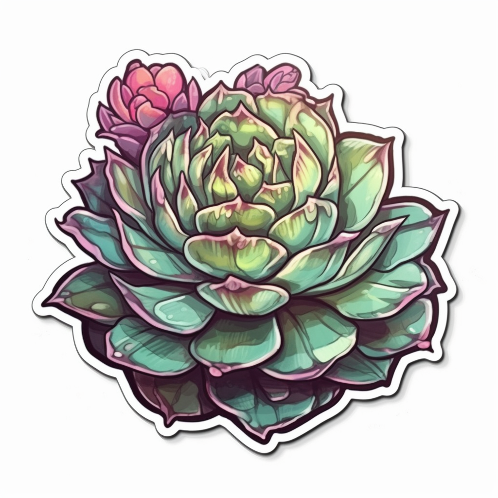 Sempervivum Succulent Vinyl Decal Sticker for Car, Laptop, Tumbler and more # 006633