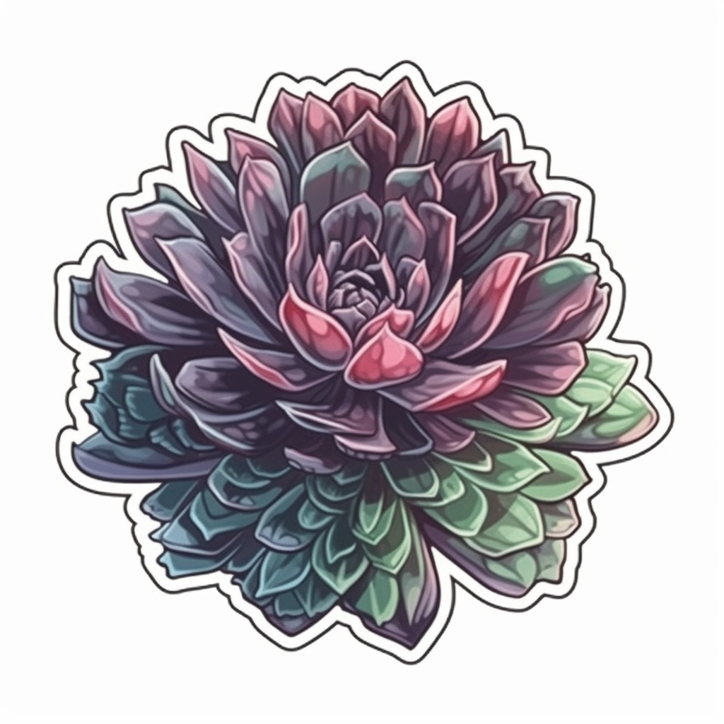 Sempervivum Succulent Vinyl Decal Sticker for Car, Laptop, Tumbler and more # 006663