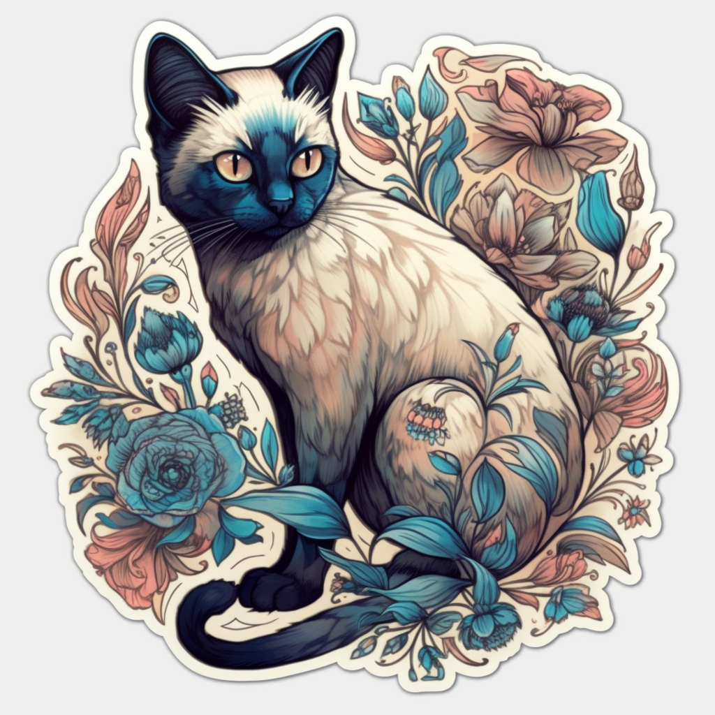 Siamese Cat Vinyl Decal Sticker for Car, Laptop, Tumbler and more # 004154