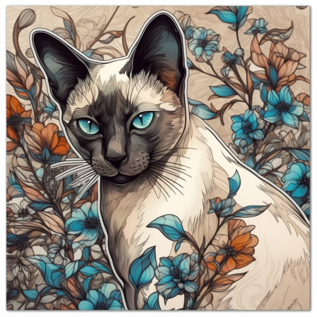 Siamese Cat Vinyl Decal Sticker for Car, Laptop, Tumbler and more # 004166