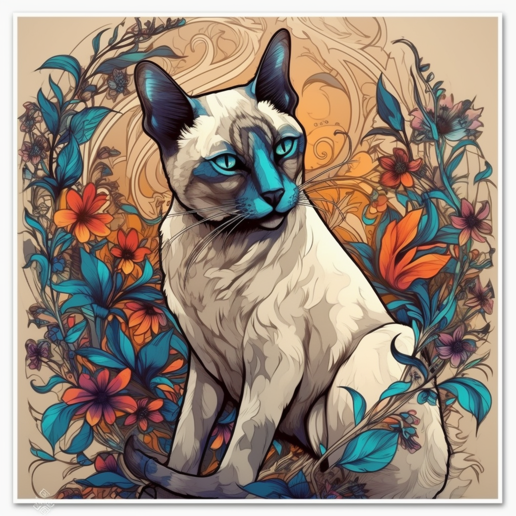 Siamese Cat Vinyl Decal Sticker for Car, Laptop, Tumbler and more # 007558