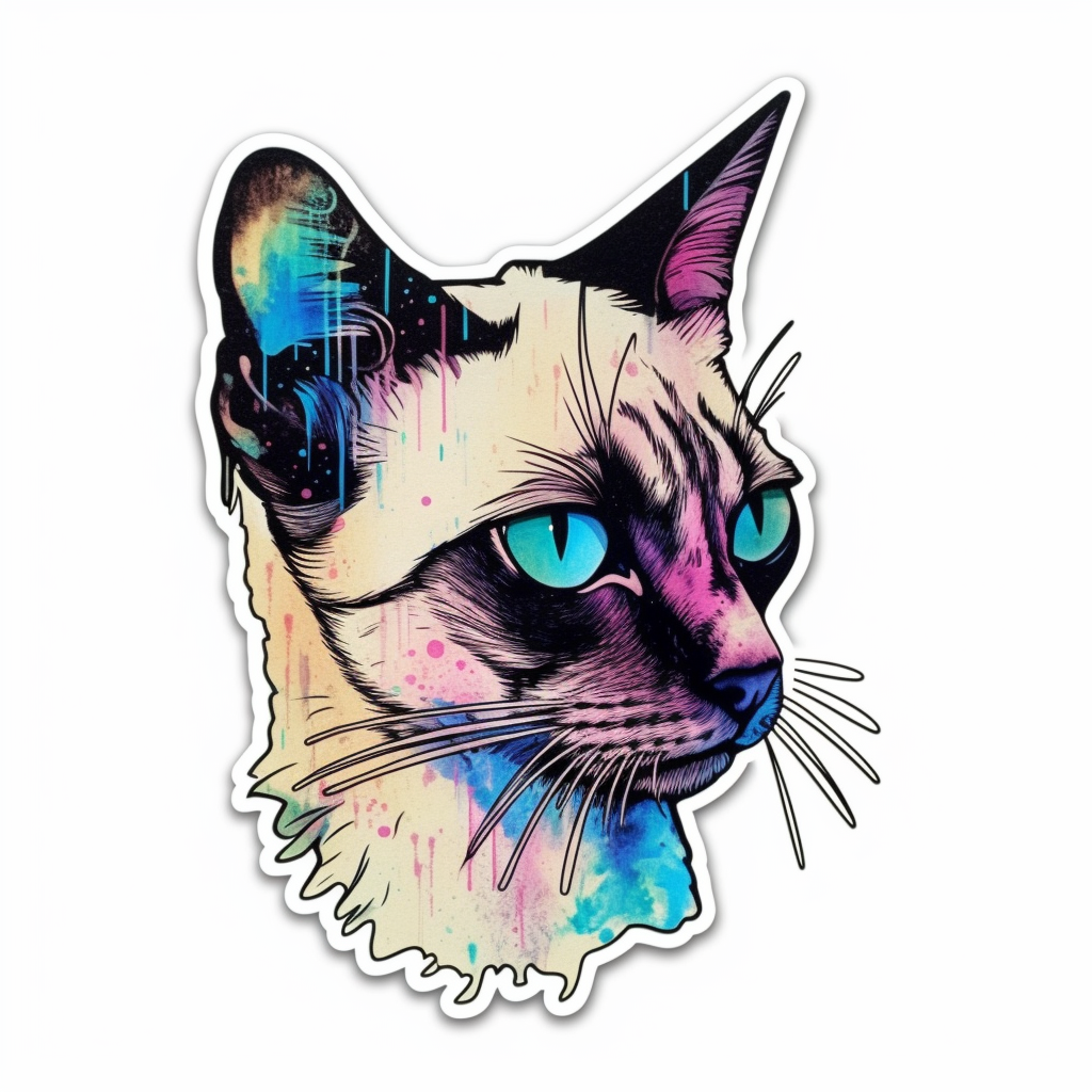 Siamese Cat Vinyl Decal Sticker for Car, Laptop, Tumbler and more # 004185