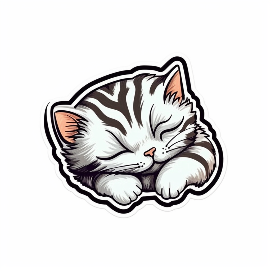 Sleeping Kitten Vinyl Decal Sticker for Car, Laptop, Tumbler and more # 0010846