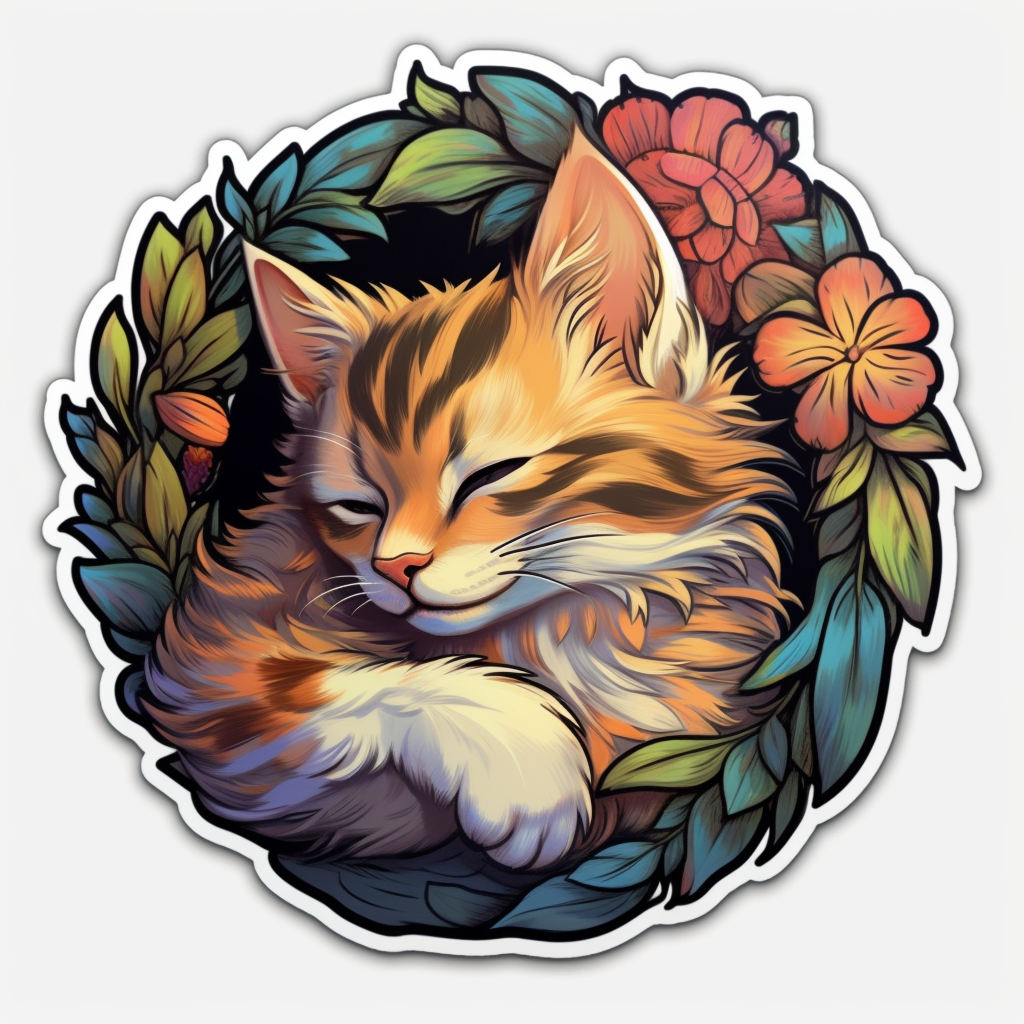 Sleeping Kitten Vinyl Decal Sticker for Car, Laptop, Tumbler and more # 0010864