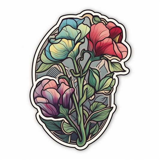 Sweet Pea Flower Vinyl Decal Sticker for Car, Laptop, Tumbler and more # 006196