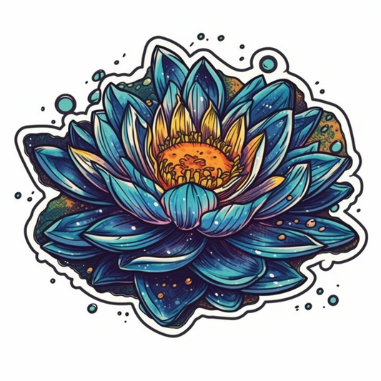 Water Lily Flower Vinyl Decal Sticker for Car, Laptop, Tumbler and more # 006127