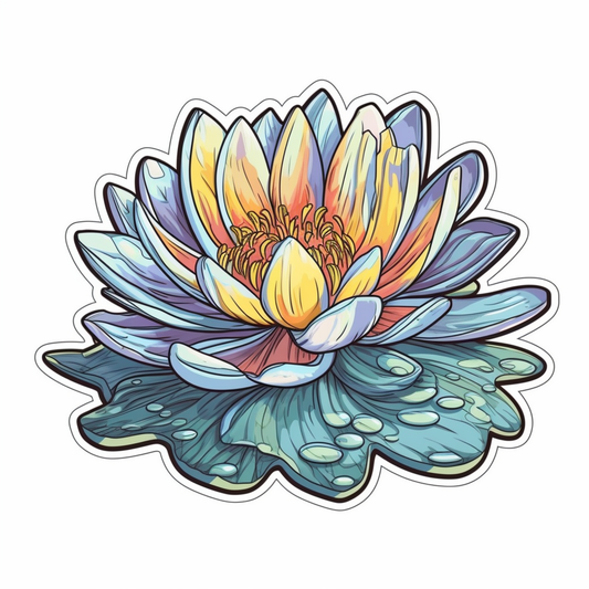 Water Lily Flower Vinyl Decal Sticker for Car, Laptop, Tumbler and more # 006152