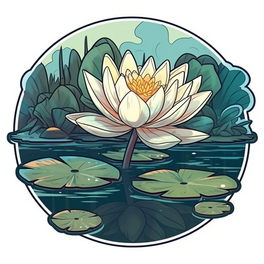 Water Lily Flower Vinyl Decal Sticker for Car, Laptop, Tumbler and more # 006133